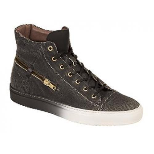 Bacco Bucci "Teo" 6179-25 Black Genuine Perforated / Embossed / Smooth Calfskin Sneakers